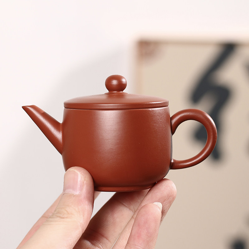 潮州朱泥汉瓦壶工夫小茶壶手工泡茶复古茶壶潮州朱泥出水好密封