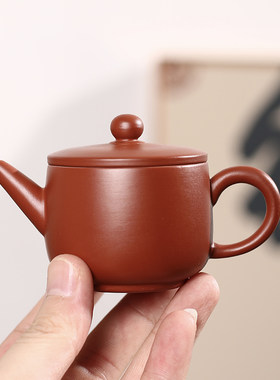 潮州朱泥汉瓦壶工夫小茶壶手工泡茶复古茶壶潮州朱泥出水好密封
