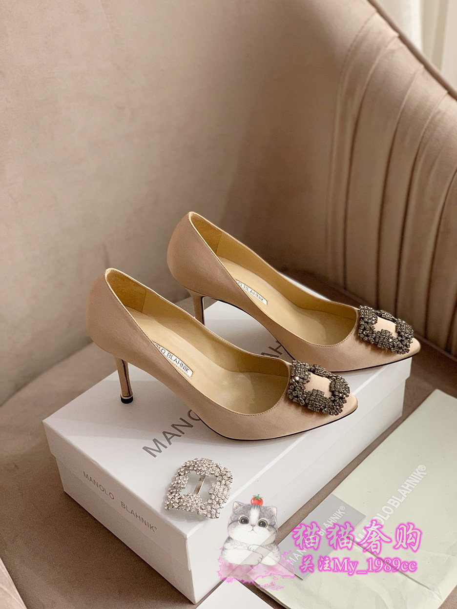 代购manolo blahnik/mb女鞋 新款女士婚鞋尖头钻扣高跟鞋女单鞋