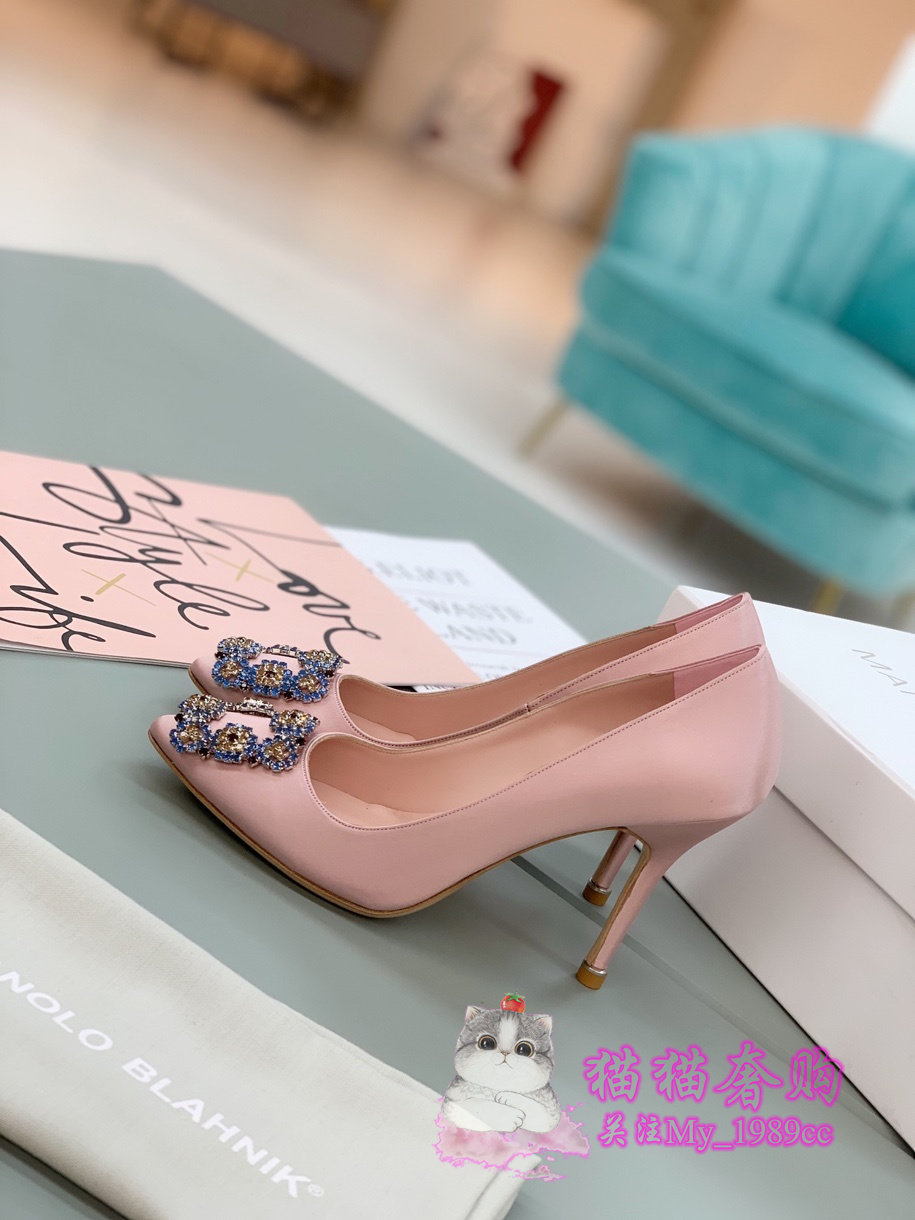 代购manolo blahnik/mb女鞋 新款女士婚鞋尖头钻扣高跟鞋女单鞋