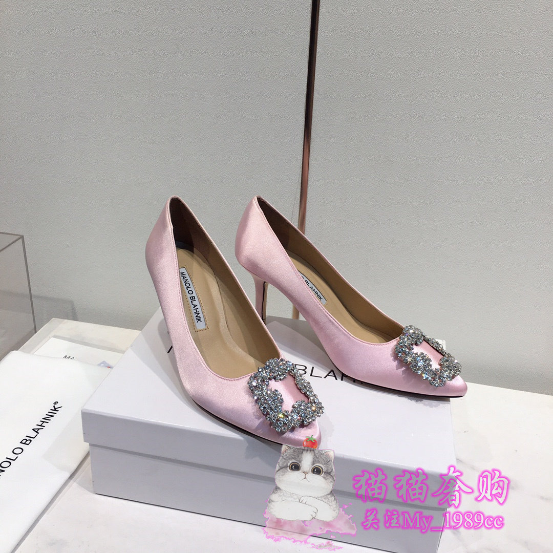代购manolo blahnik/mb女鞋 新款女士婚鞋尖头钻扣高跟鞋女单鞋