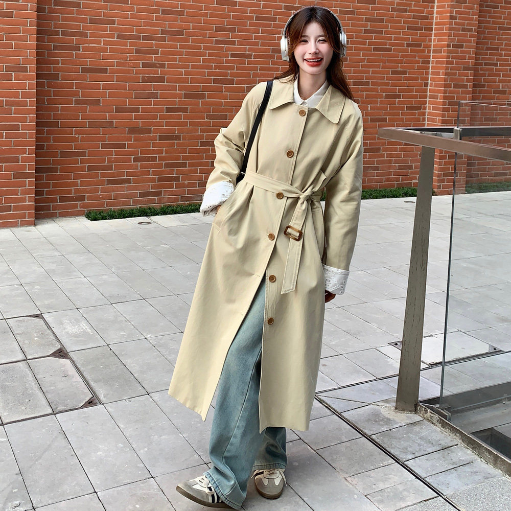 有货2026春季高品质袖口蕾丝拼接风衣外套8061P165控228,女装风衣,2C100