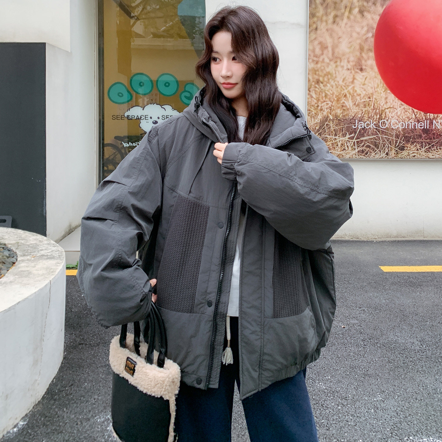 2025冬季简约高级感工装风羽绒服女休闲宽松90白鸭绒保暖连帽外套,女装羽绒服,2C100