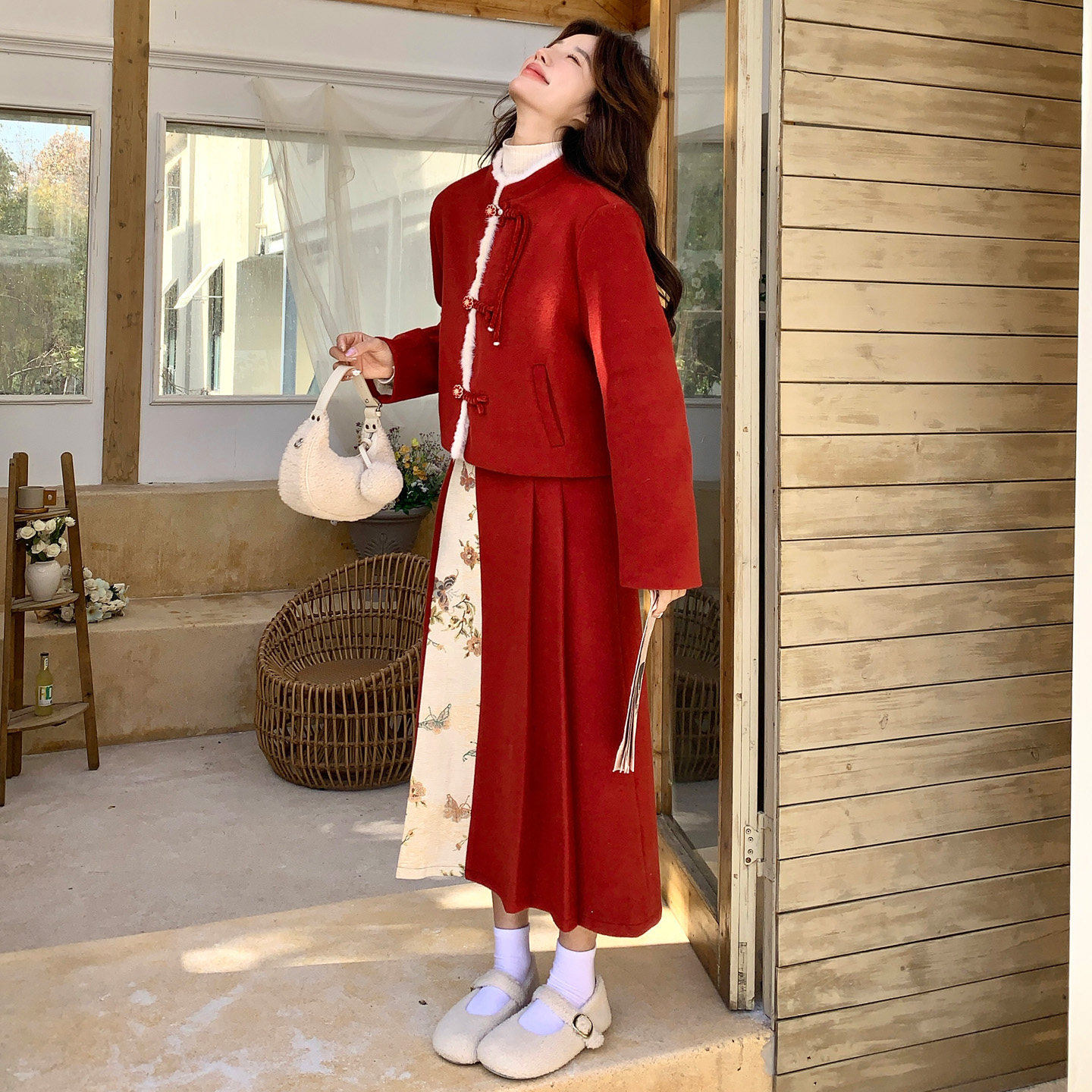 新款2025冬高品质羊毛尼新标90白鸭绒套装裙2989P325控488,女装套装/套裙,2C100