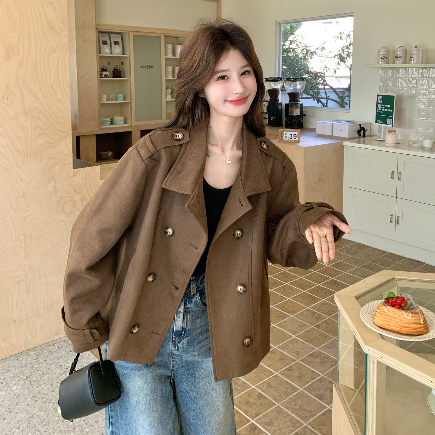 新款2026春季高品质麂皮绒外套6008P175控288,女装短外套,2C100