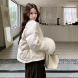 2025冬季新中式提花羽绒服女优雅感可脱卸真狐狸毛白鸭绒日系外套，女装羽绒服，2C100