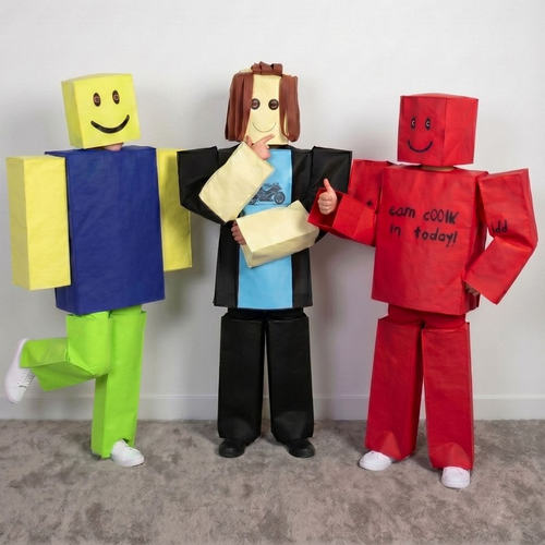 万圣节儿童Roblox游戏cos服 Noob方块人派对表演演出服装游戏同款