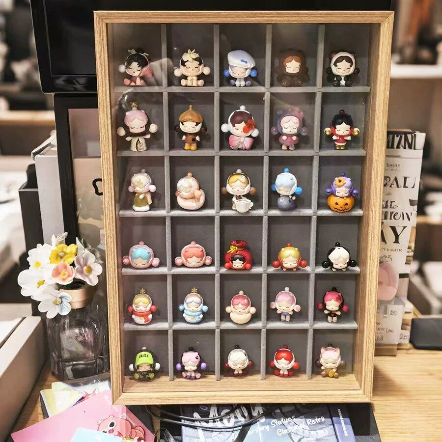 木质手办盲盒分格防尘展示盒