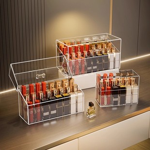 口红收纳盒防尘桌面化妆品收纳盒透明分格放口红装唇釉的分装盒子