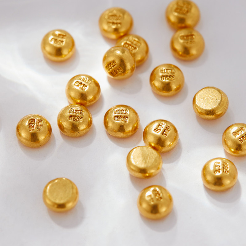 黄金小金豆1g金豆9999纯黄金足金金豆实心1g一克送瓶子
