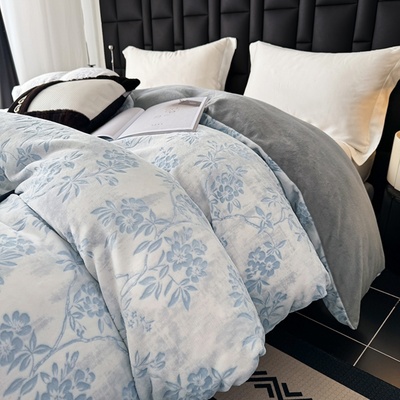 定做任意尺寸加大雕花牛奶绒被套单件保暖冬毛绒被罩248/229x230