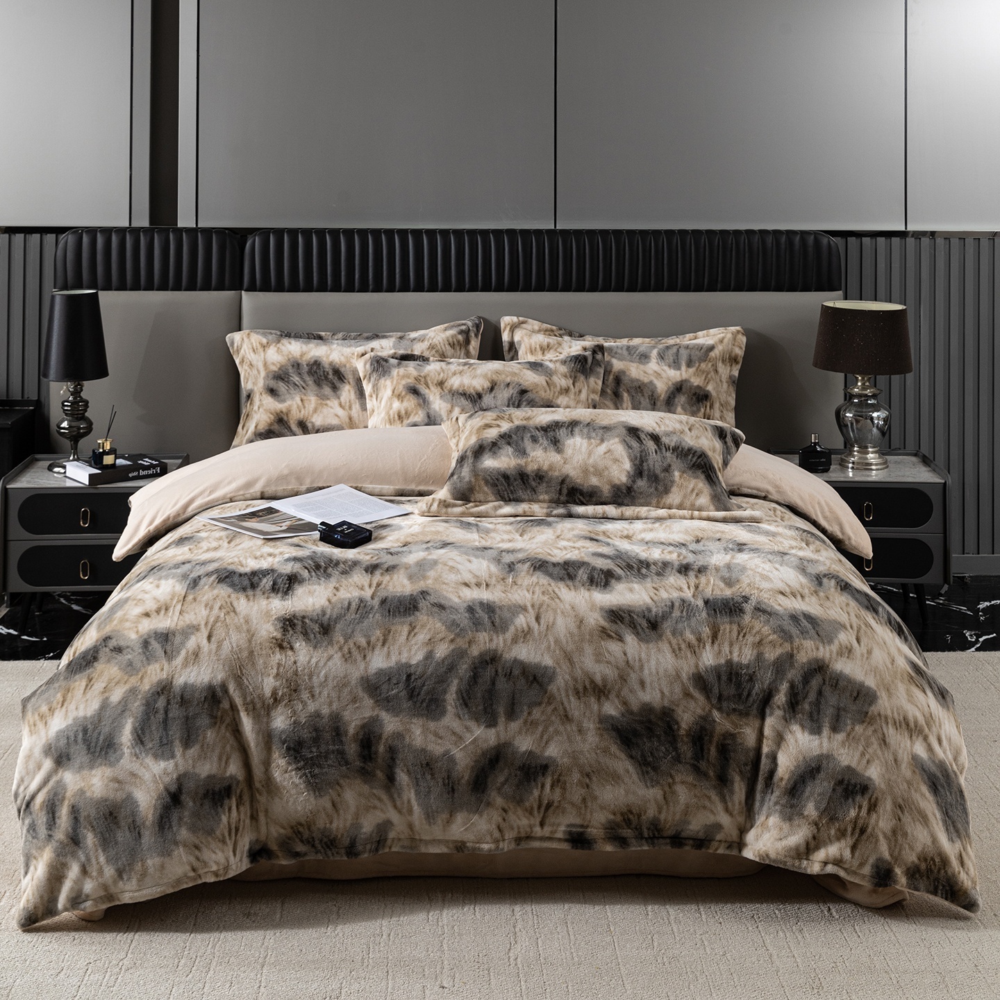 冬季兔毛绒A类加厚被套四件套