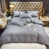 纯色加厚全棉磨毛四件套229x230定做秋冬100%纯棉被套220x250床笠