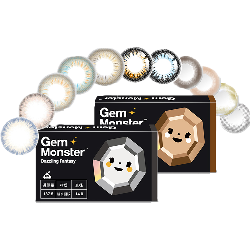 明基GemMonster琦洛丽硅水凝胶美瞳月抛1片*6彩色隐形眼镜正品