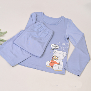 欧林雅竹纤维儿童薄款家居服圆领卡通睡衣 学生长袖休闲装FJD1501