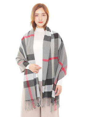 秋冬新款 正品欧林雅女士时尚围巾 格纹流苏保暖披肩丝巾QW95219