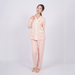 正品 欧林雅女士家居服暖睡衣套装中厚三层行缝保暖时尚FJS8225