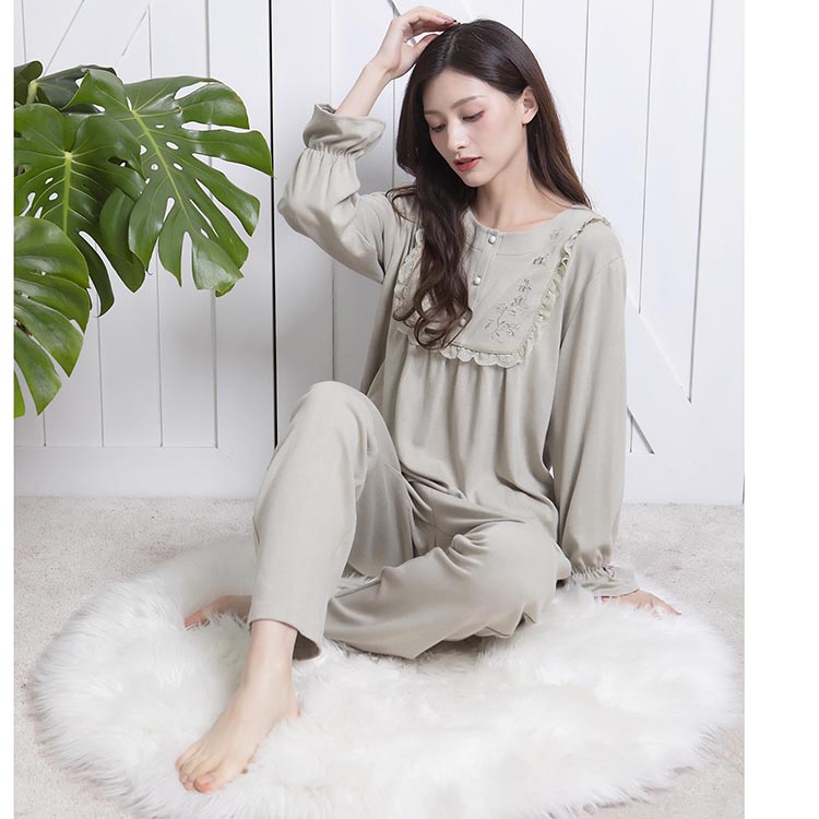 正品欧林雅竹纤维蕾丝边家居服