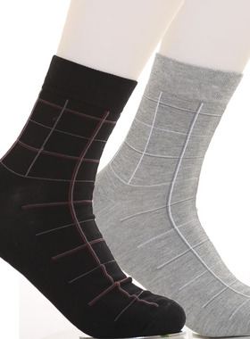 秋冬新品 欧林雅竹纤维舒爽袜子 男士中厚款可格纹保暖袜WN95106