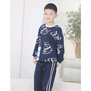 欧林雅竹纤维儿童秋冬家居服圆领卡通睡衣 男童长袖休闲装FJT4301