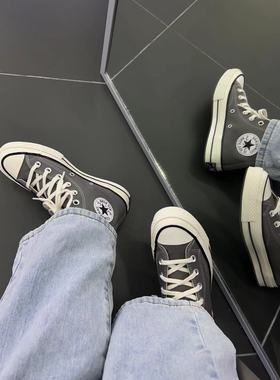 匡威CONVERSE1970S三星标梨花灰砂岩灰高帮情侣休闲帆布鞋A05584c