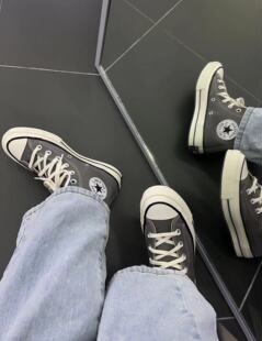 匡威CONVERSE1970S三星标梨花灰砂岩灰高帮情侣休闲帆布鞋A05584c