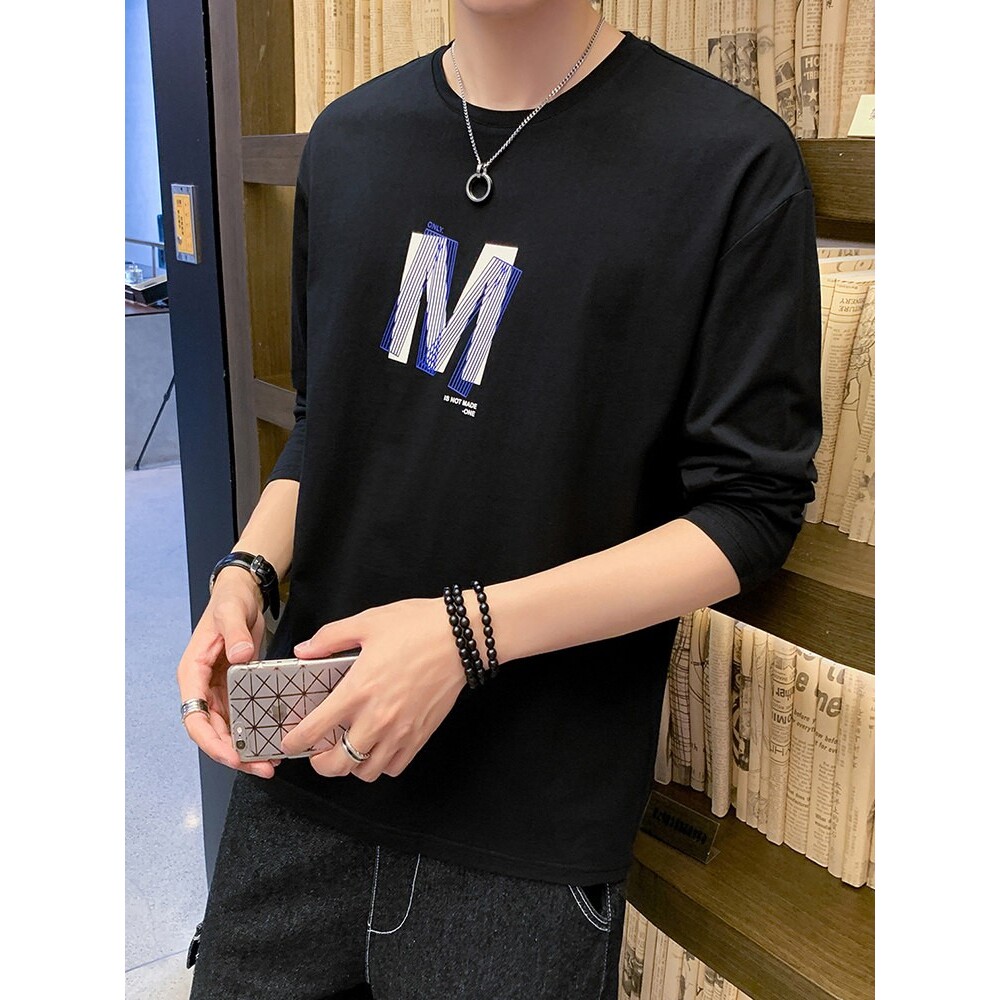 潮牌宽松ins潮流韩版运动休闲薄款上衣长袖t恤男春秋天内搭打底衫