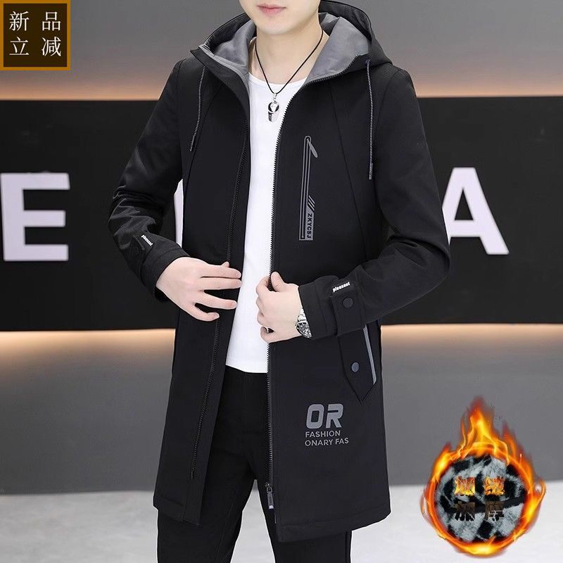 品质2026新款春秋冬加绒夹克男士中长款修身帅气风衣褂子休闲潮牌