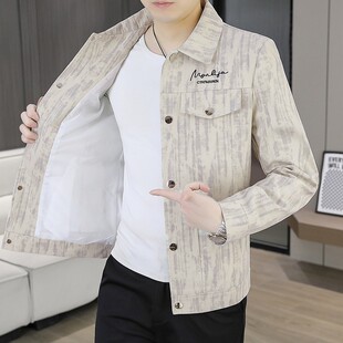 春秋季2026新款夹克男翻领休闲韩版外套刺绣帅气商务时尚短款风衣