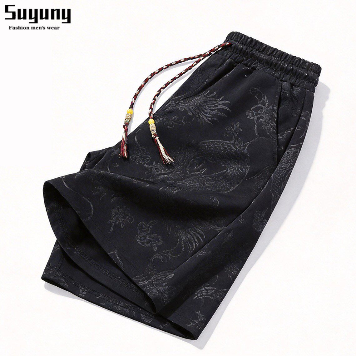 新中式龙纹短裤男款夏季2026新款宽松休闲薄款刺绣五分裤子中国风