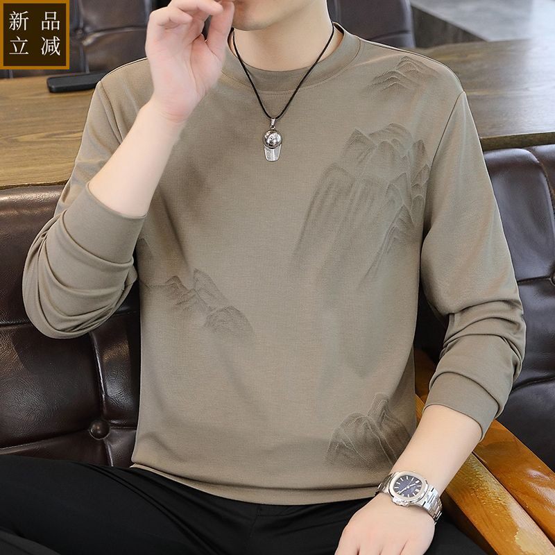 品质男士休闲打底衫卫衣潮流长袖圆领t恤青年秋季百搭体恤套头上