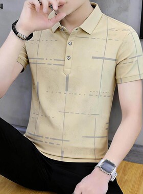 翻领冰丝夏装男式季新款修