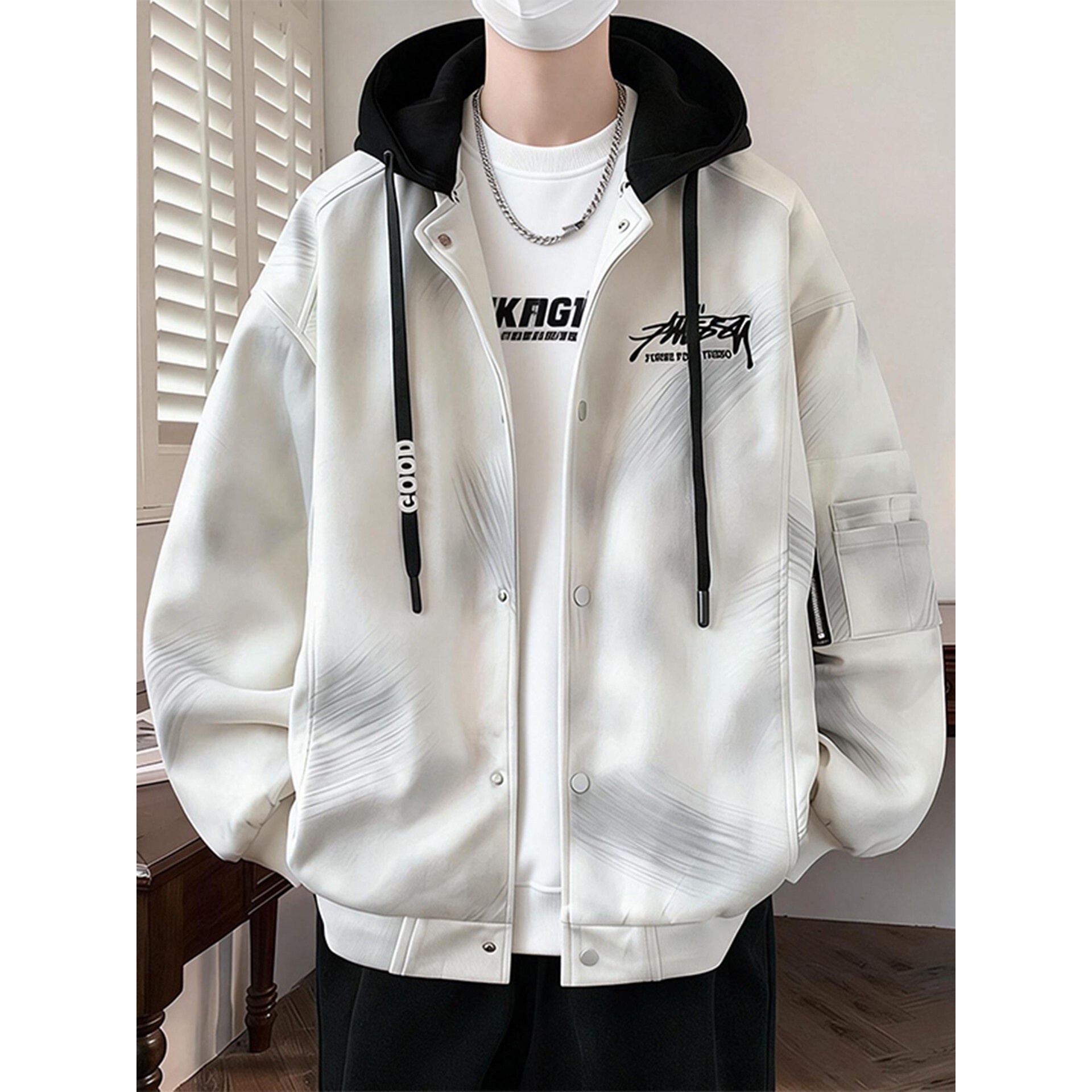 春季2026新款青少年学院风可脱卸帽夹克时尚潮流百搭个性男生外套