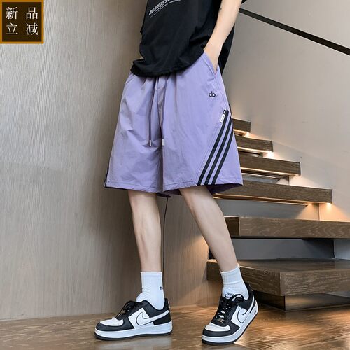 美式工装短裤男夏季新款宽松潮牌青少年学生运动冰丝速干五分裤子