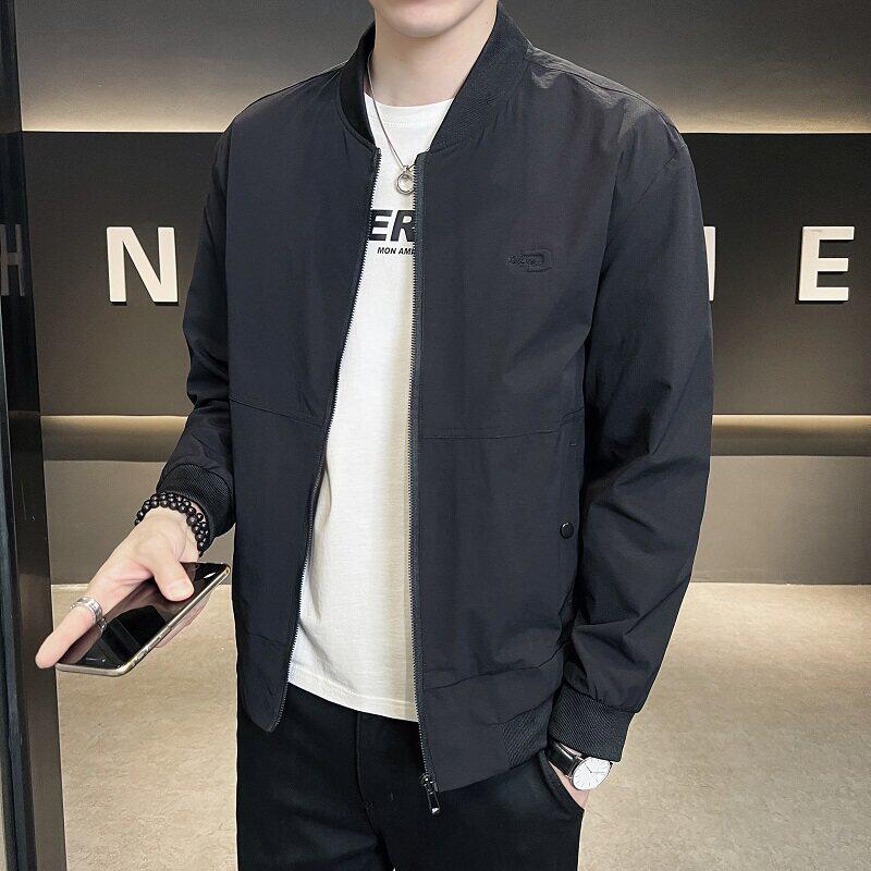 棒球领春装夹克男士薄款黑色外套2026春秋季潮流修身精神小伙男装