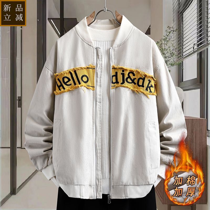 品质棒球服棉衣外套男贴布宽松短款男士棉服情侣夹克男女同款潮牌