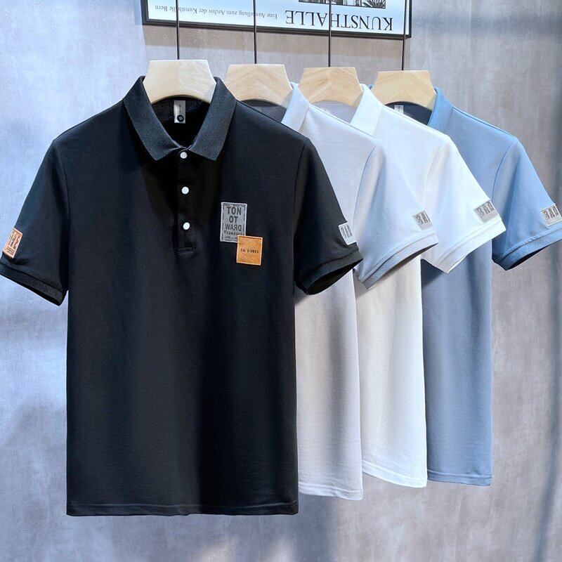 2026夏季衬衫领短袖T恤有带领潮流POLO衫保罗翻领潮牌衣服男体恤
