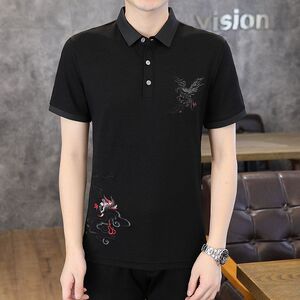 港士博刺绣男士短袖t恤夏季男装新款青年大码潮流polo衫休闲