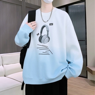 T恤t初高中学生大童宽松帅气上衣 青少年潮牌圆领长袖 卫衣男款 秋季