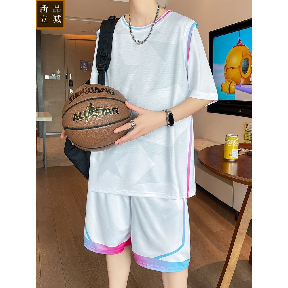 冰丝短袖t恤男孩夏季初中高中学生速干球衣青少年大童篮球服套装