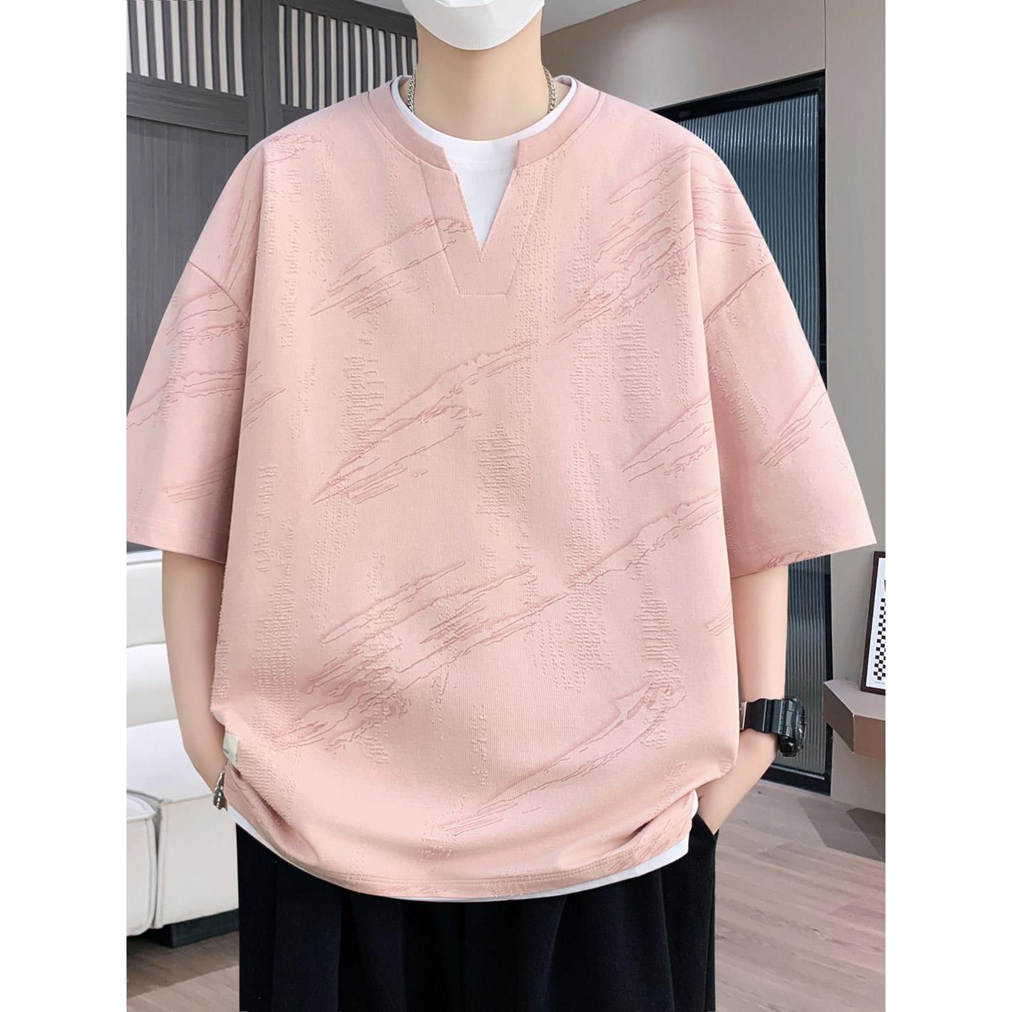 衫粉色打底潮宽松男士休闲