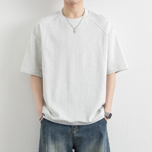 2026新款短袖男士t恤潮牌夏季冰丝薄款体恤男生圆领宽松纯色上衣