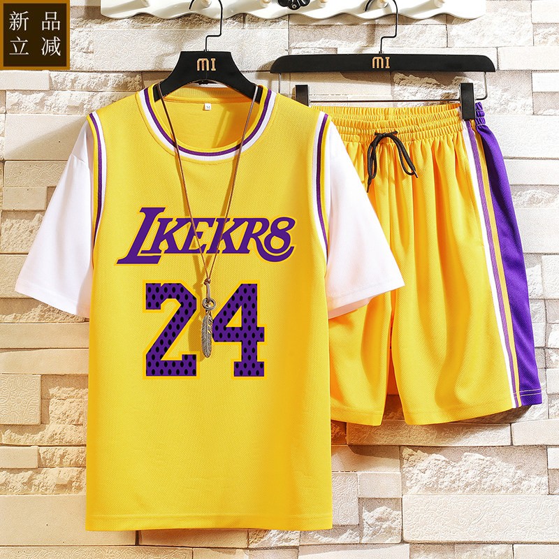 短袖篮球服运动套装男定制比赛训练服T恤速干青少年24号科比球衣