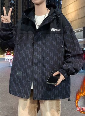 品质加绒加厚夹克男款秋冬季青少年2025新款外套男装棉衣上衣棉服