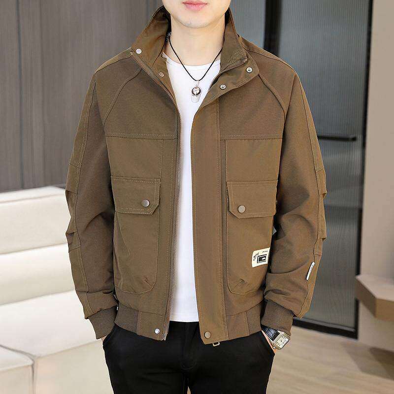 2025春秋新款男士外套潮流百搭帅气工装立领夹克男装短款风衣褂子