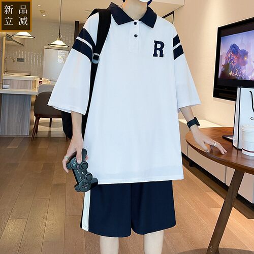13青少年透气短袖t恤男孩12-15岁初中学生POLO衫大童夏季运动套装