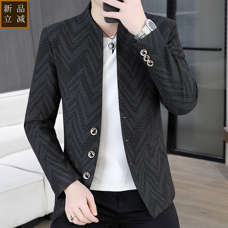 品质2026春季新款立领西服男韩版时尚潮流修身小西装青年帅气百搭