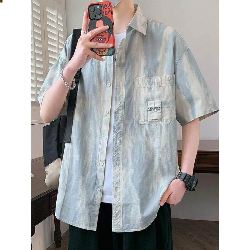 夏天衬衣季潮流半袖男士薄