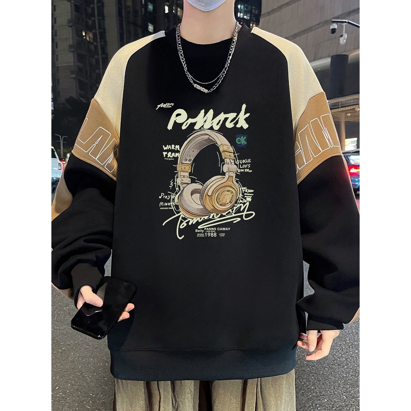 春秋款圆领卫衣男孩高中初中学生帅气长袖t恤青少年大童男装上衣