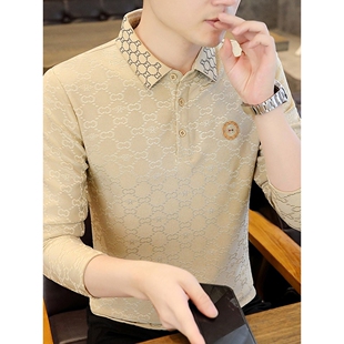 长袖t恤春秋季男士潮流休闲商务翻领POLO衫高级带领男装上衣体恤